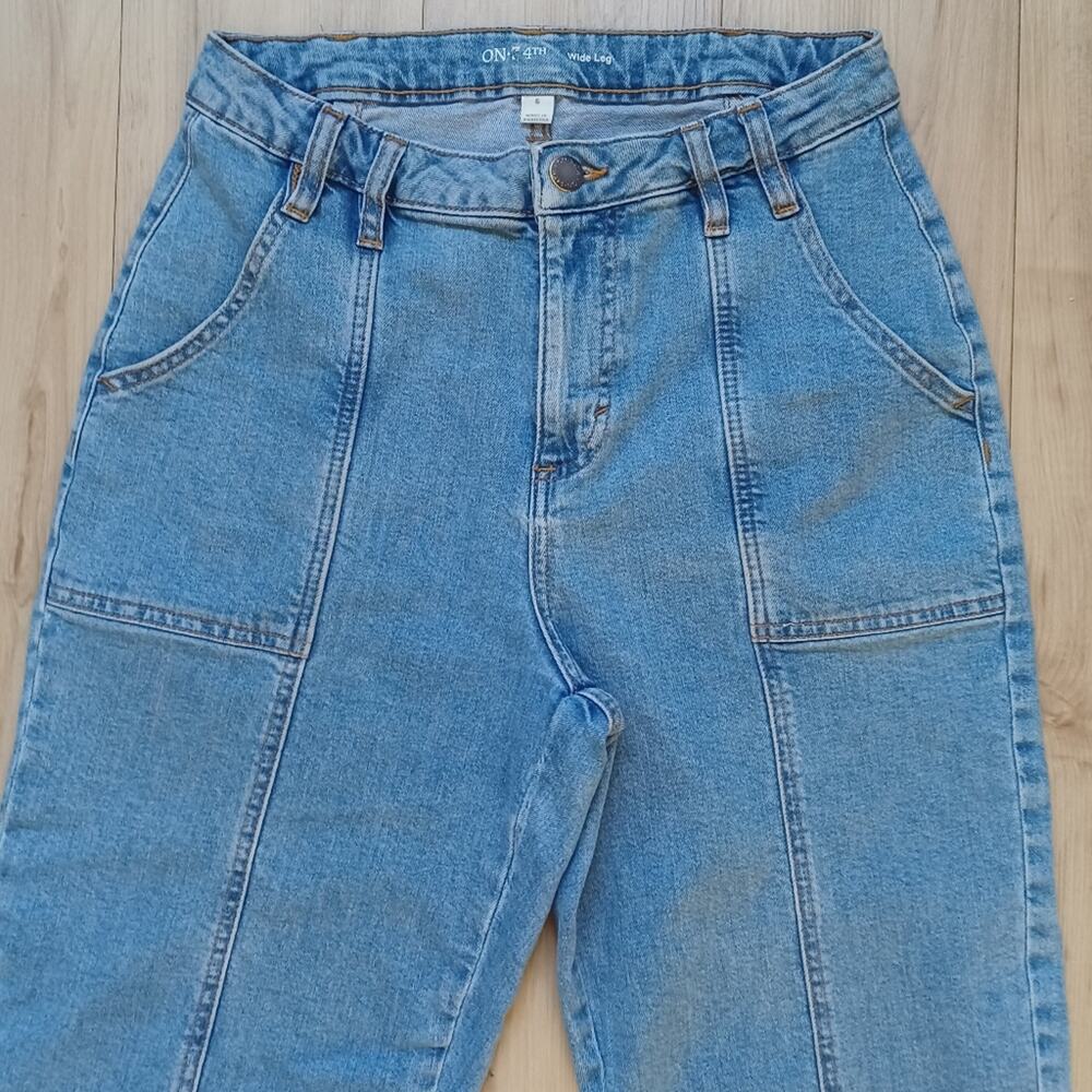 On 34th Macy's Wide Leg Carpenter Jeans Light Wash Blue Size 6 EUC - Picture 4 of 12